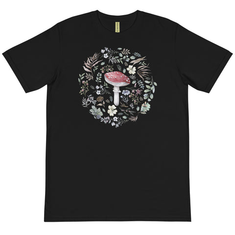 Organic amanita mushroom floral T-Shirt